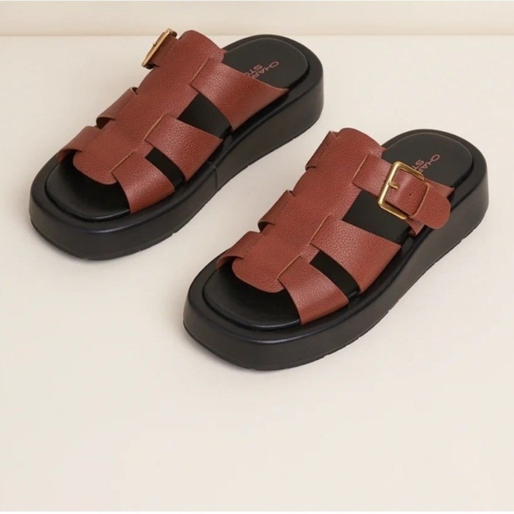 Charlotte Stone Patty Fisherman Sandal Size 7 Hickory Brown Slide